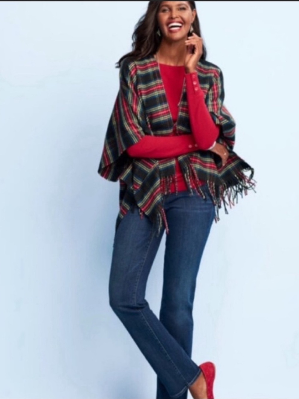 NWOT Talbots Tartan Plaid Ruana